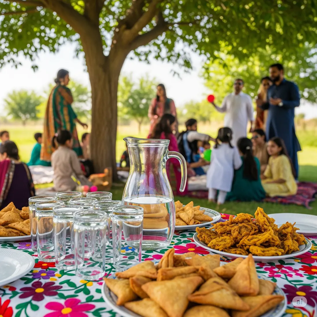 Family picnic with OxyPure water